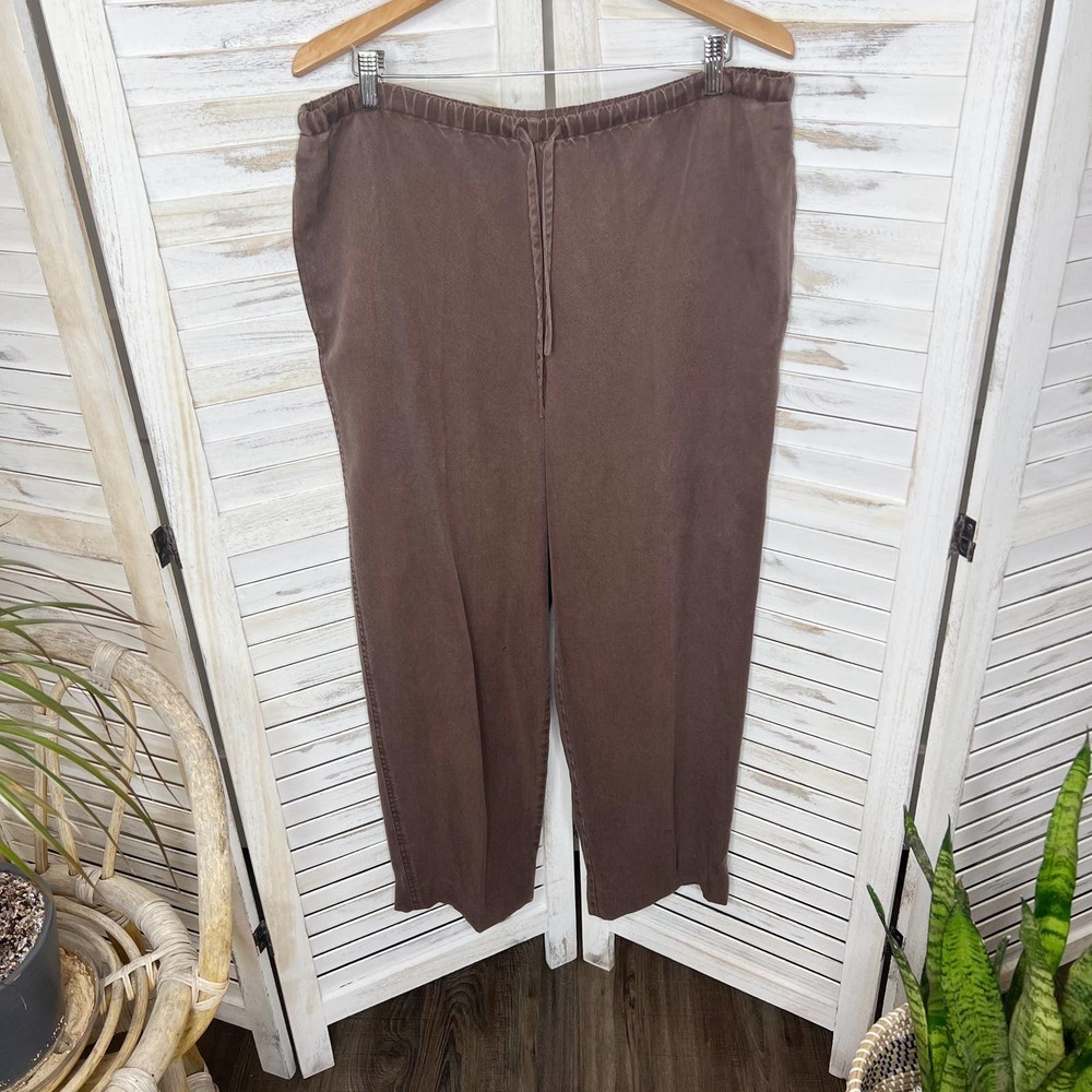 J. JILL VINTAGE Women's Tencel Lyocell Drawstring Wide Leg Lagenlook Pants Brn M - Picture 8 of 12